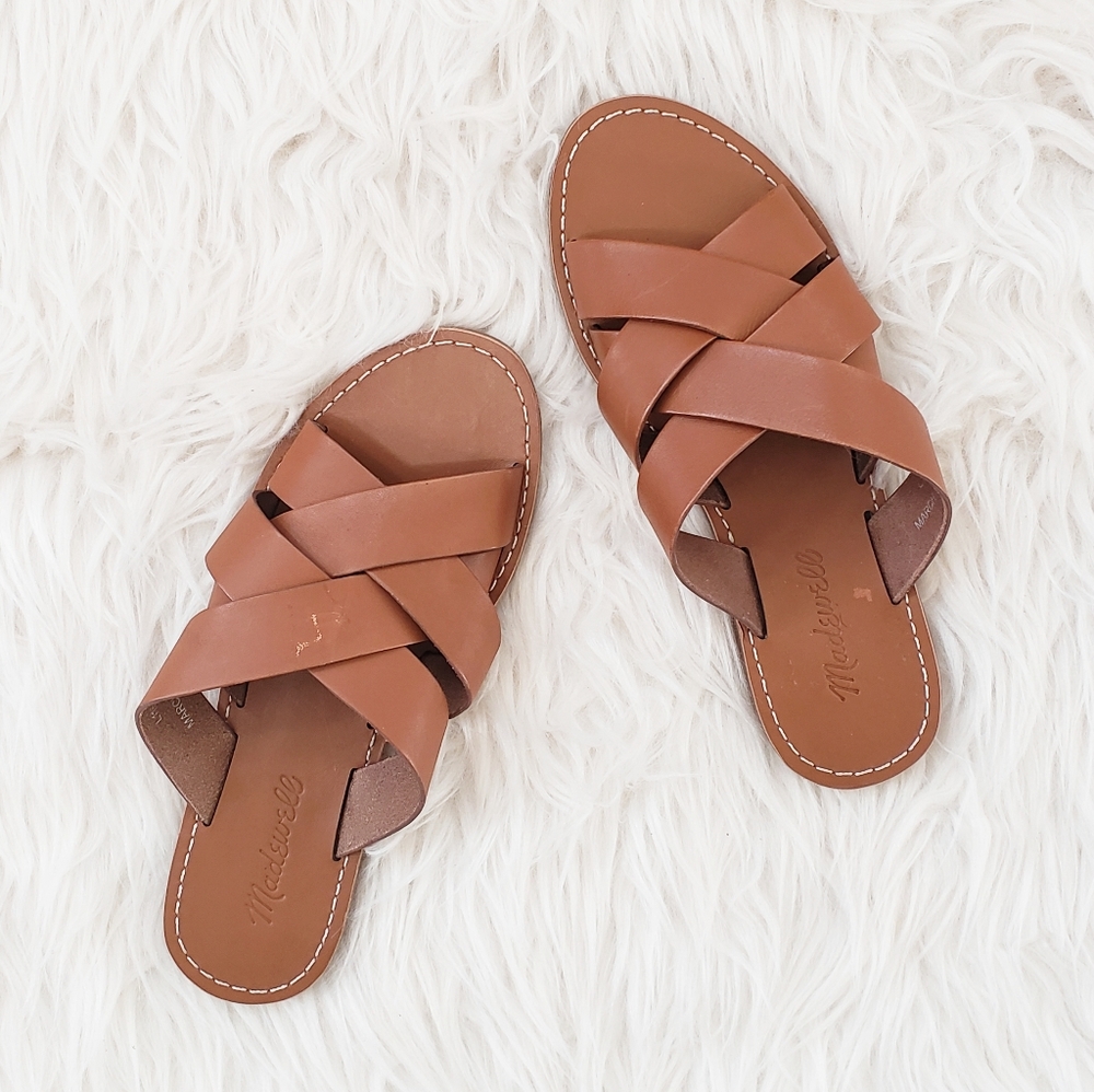 Madewell The Boardwalk Woven Brown Slide Sandal
